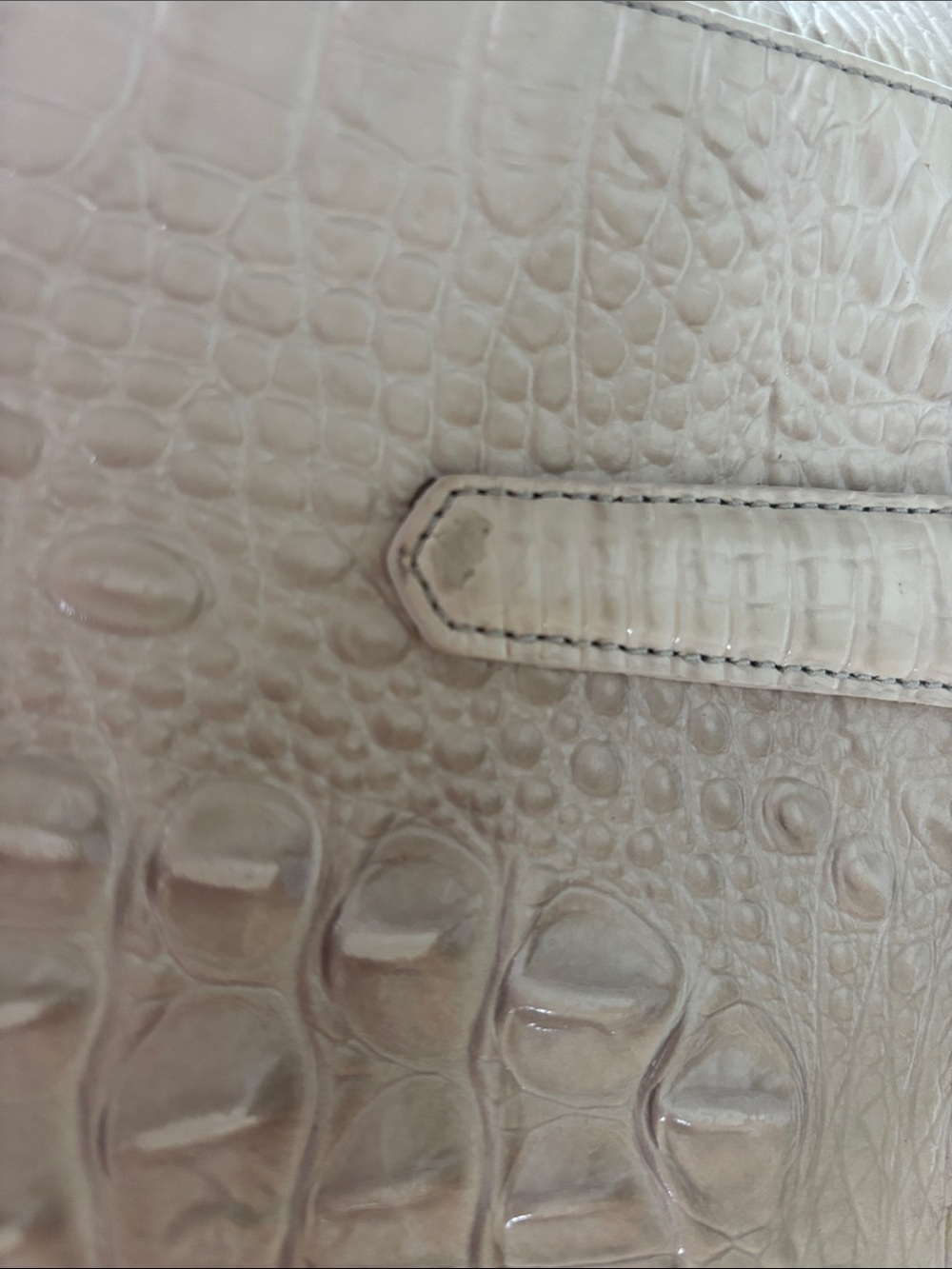Brahmin Cream Croc-Embossed Satchel with Gray Trim - Picture 6 of 9